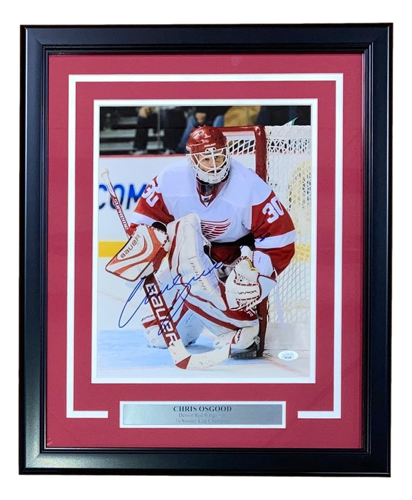 Chris Osgood Signed Framed 11x14 Detroit Red Wings Photo JSA Sports Integrity