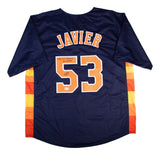 Christian Javier Houston Signed Navy Baseball Jersey Game 4 No Hitter BAS