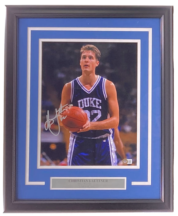 Christian Laettner Signed Framed 11x14 Duke Blue Devils Photo BAS Sports Integrity