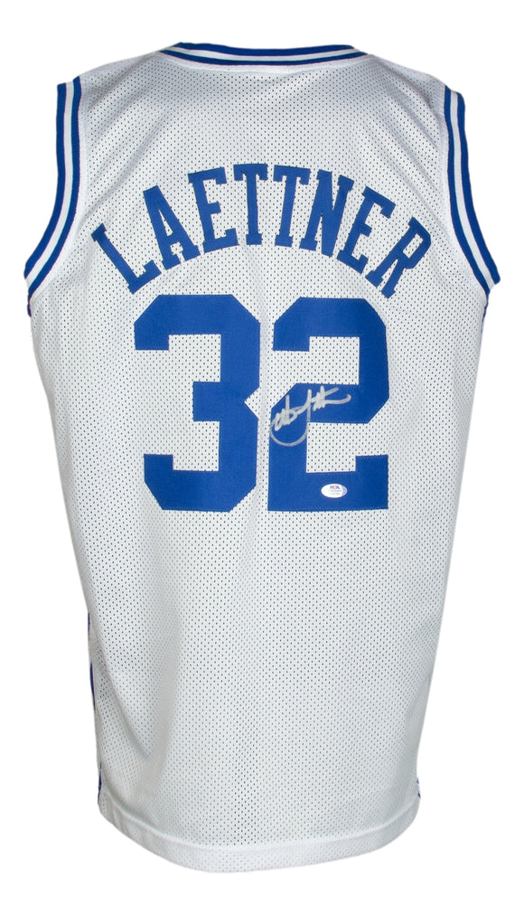 Christian Laettner Duke Signed White The Shot Basketball Jersey PSA