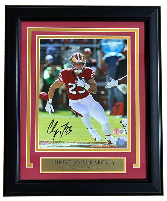 Christian McCaffrey Signed Framed 8x10 San Francisco 49ers Photo BAS