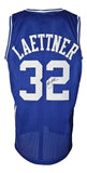 A blue Christian Laettner Duke "The Shot" basketball jersey by Sports Integrity, featuring white trim, LAETTNER and number 32 on the back, and an autograph inside the number 2. JSA ITP authenticated.