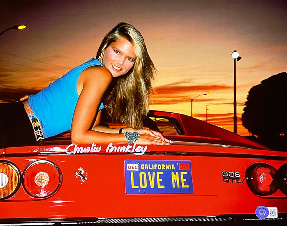 Christie Brinkley Signed 11x14 Ferrari Photo BAS