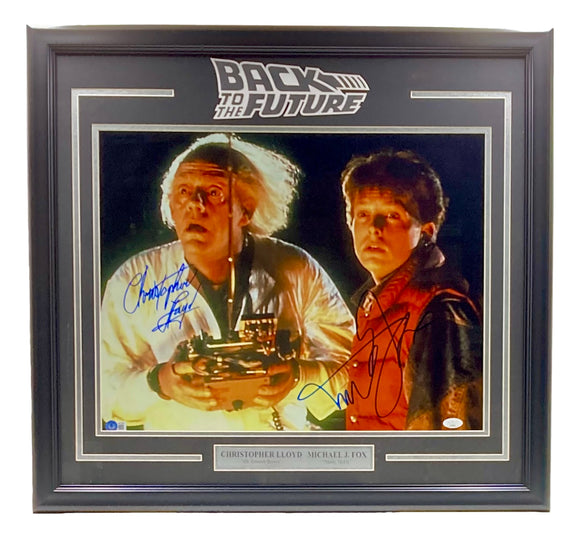 Michael J Fox & Lloyd Signed Framed 16x20 Back to the Future Photo BAS+JSA Sports Integrity