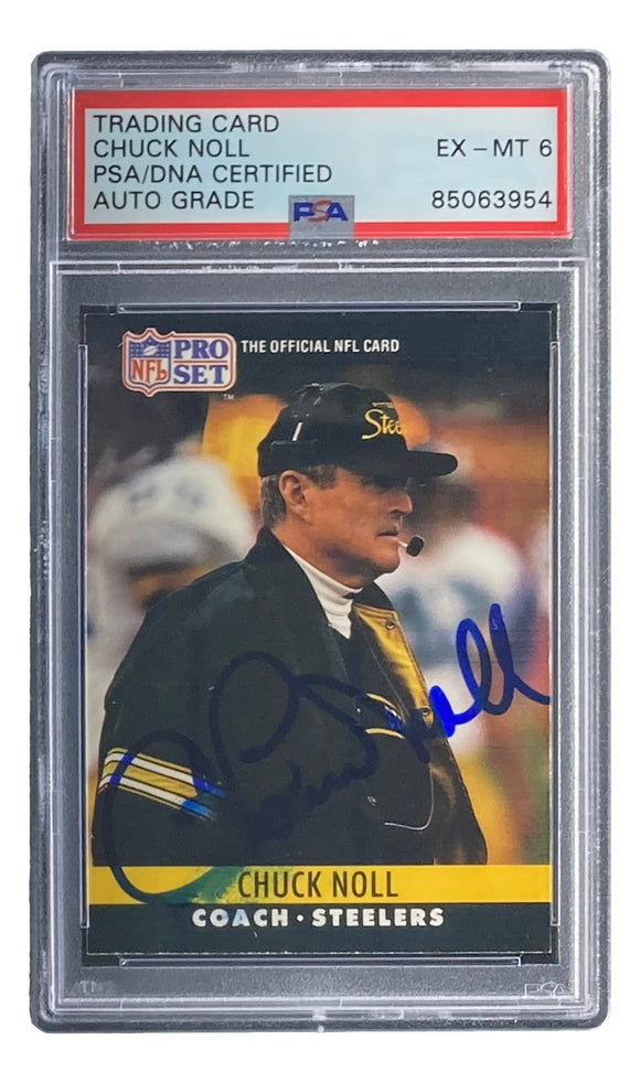 Chuck Noll Signed 1990 Pro Set #275 Pittsburgh Steelers Card Auto PSA 6