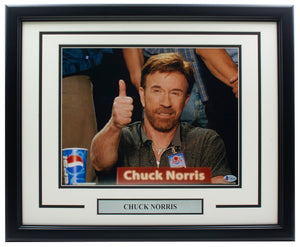 Chuck Norris Signed Framed 11x14 Photo BAS Sports Integrity