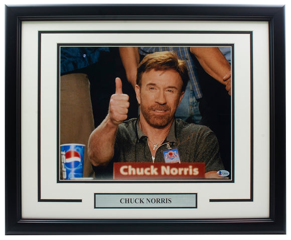 Chuck Norris Signed Framed 11x14 Photo BAS Sports Integrity