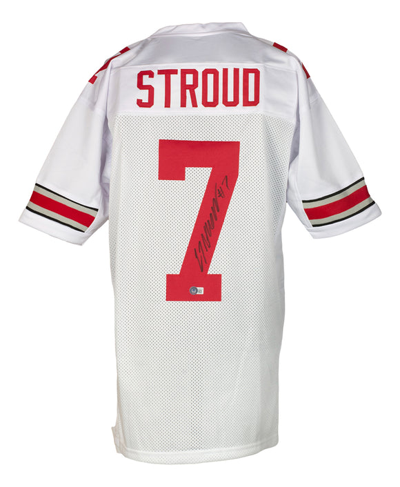 C.J.Stroud Signed White College Style Football Jersey BAS ITP