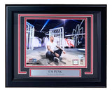 This Sports Integrity CM Punk Signed Framed 8x10 WWE Return Photo features CM Punk at a WWE event, with Survivor Series logos and a plaque reading “CM PUNK ‘The Best In The World.’” Authenticated by Fanatics.