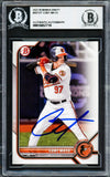 Coby Mayo Signed 2022 Bowman Draft #BD127 Baltimore Orioles Rookie Card BAS