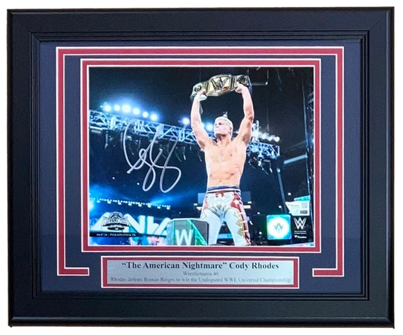 Cody Rhodes Signed Framed 8x10 WWE Wrestlemania 40 Photo Fanatics