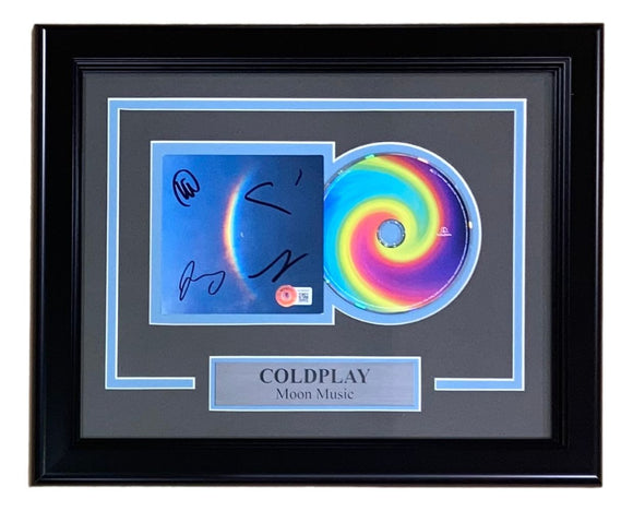 Cold Play Band Signed Framed Moon Music CD Insert BAS LOA