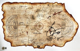 The Sports Integrity Corey Feldman Signed 11x17 The Goonies Map Photo features decorative borders, hand-drawn landmarks, a compass rose, ocean details, faded script, and is love inscribed and signed by Corey Feldman.