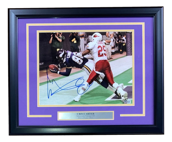Cris Carter Signed Framed 11x14 Minnesota Vikings Photo BAS BD59641 Sports Integrity