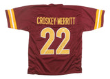 Jacory Croskey-Merritt Washington Signed Burgundy Football Jersey JSA SD