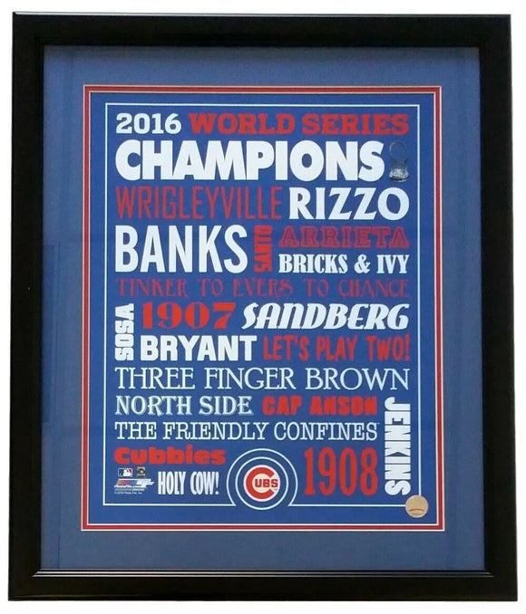 Chicago Cubs 16x20 Framed 2016 World Series Word Photo