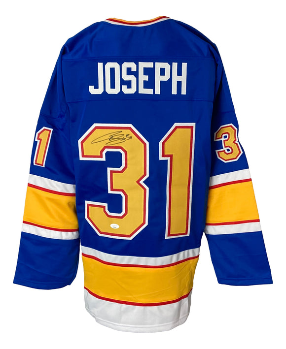 Curtis Joseph St. Louis Signed Blue Hockey Jersey JSA ITP