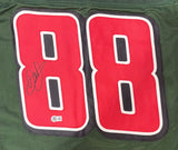 Dale Earnhardt Jr Signed Green Football Jersey BAS