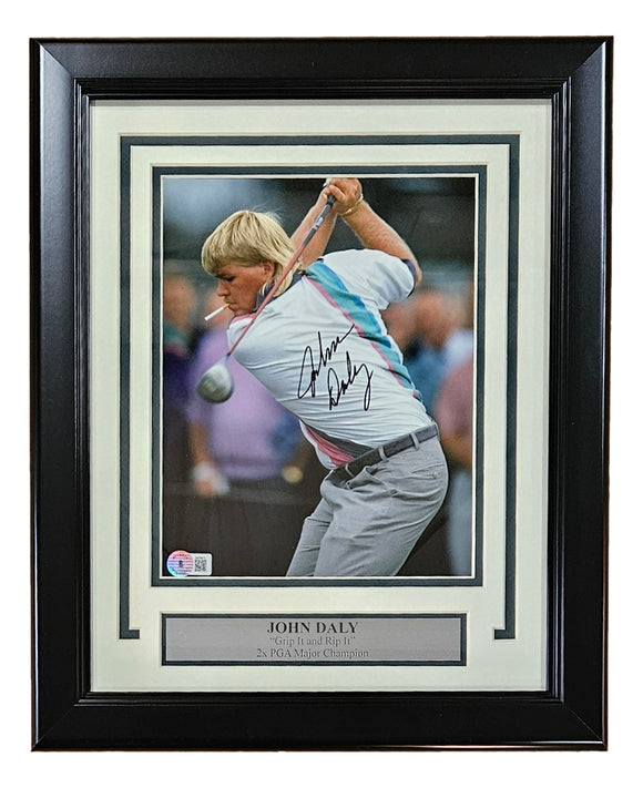 John Daly Signed Framed 8x10 PGA Golf Smoking Photo BAS