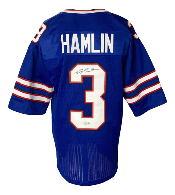 Damar Hamlin Signed Custom Blue Pro-Style Football Jersey BAS ITP