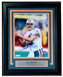 Sports Integrity Dan Marino Signed Framed 8x10 Miami Dolphins Photo (JSA) featuring Marino in uniform, ready to throw. Includes autograph and plaque: “DAN MARINO, Miami Dolphins #13, Hall of Fame 2005.”.