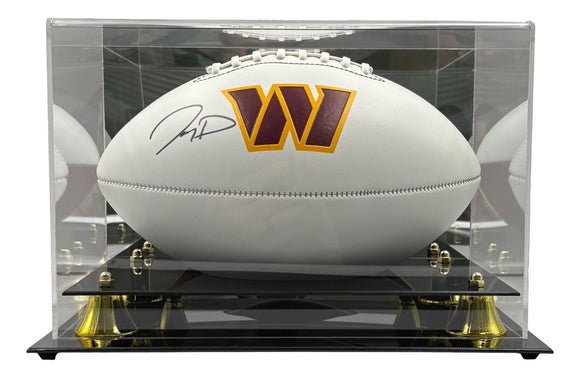 Jayden Daniels Signed Washington Commanders Logo Football Fanatics w/ Case