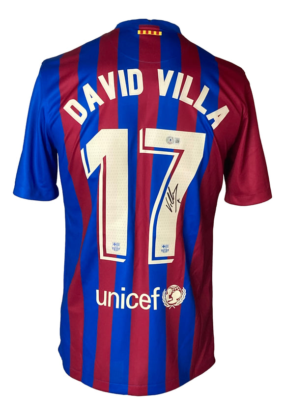 David Villa Signed Barcelona Nike Soccer Jersey BAS