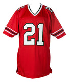 Deion Sanders Signed Custom Red Pro Style Football Jersey BAS ITP Sports Integrity