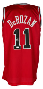 DeMar DeRozan Signed Custom Red Basketball Jersey BAS