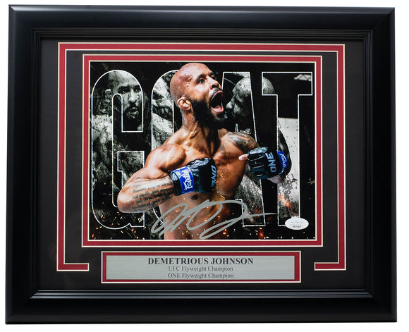 Demetrious Mighty Mouse Johnson Signed Framed 8x10 UFC Collage Photo JSA Sports Integrity