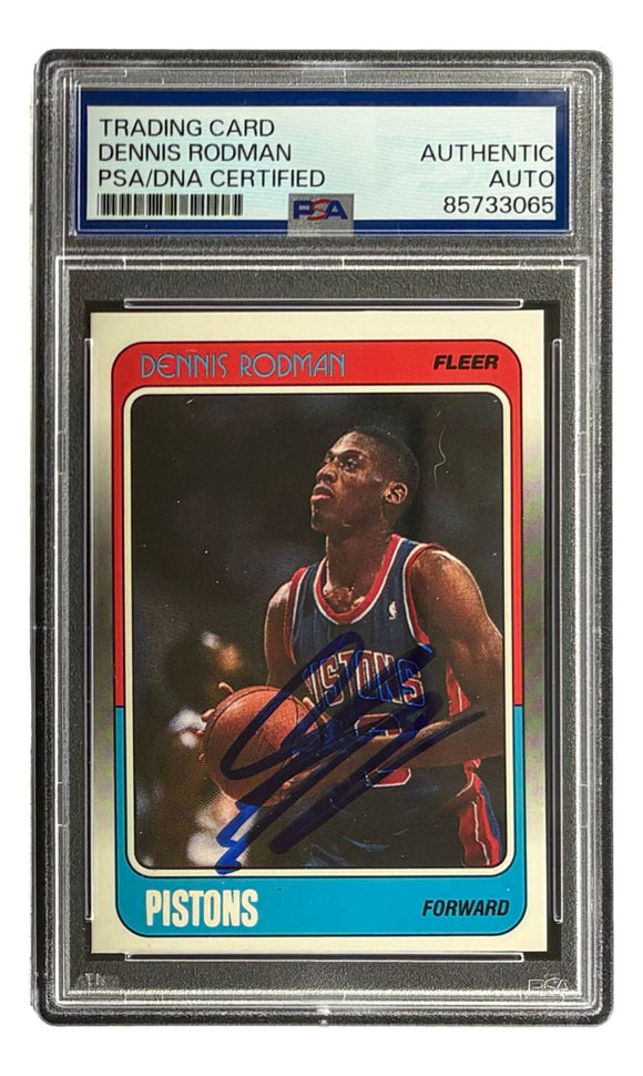 Dennis Rodman Signed 1988 Fleer #43 Pistons Rookie Card PSA/DNA ...