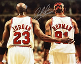 Dennis Rodman Signed 16x20 Chicago Bulls Photo w/ Michael Jordan JSA QR