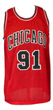 Dennis Rodman Chicago Signed Red Basketball Jersey BAS - Sports Integrity