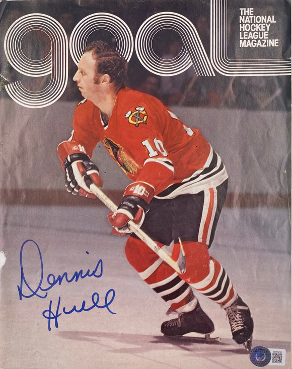 Dennis Hull Signed Chicago Black Hawks Goal Magazine Cover BAS Sports Integrity