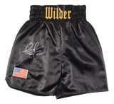 Deontay Wilder Signed Custom Black Boxing Trunks BAS