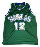 Derek Harper Dallas Signed Green Basketball Jersey #12 Retired Go Mavs BAS