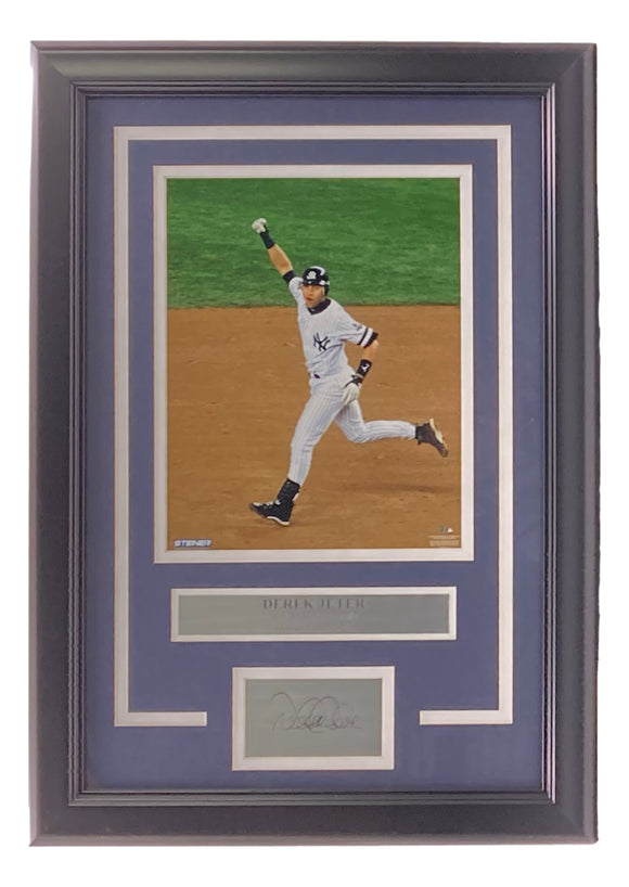 Derek Jeter Framed 8x10 Yankees Arm Raised Photo w/ Laser Engraved Signature Sports Integrity