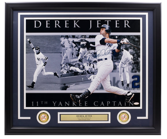 Derek Jeter Signed Frame Yankees 16x20 Yankee Captain Collage Photo Steiner Sports Integrity