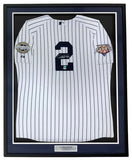 The Sports Integrity Derek Jeter Signed Framed Yankees Majestic Jersey features #2, '09 World Series and Stadium patches, and a plaque. Authenticated by JSA.