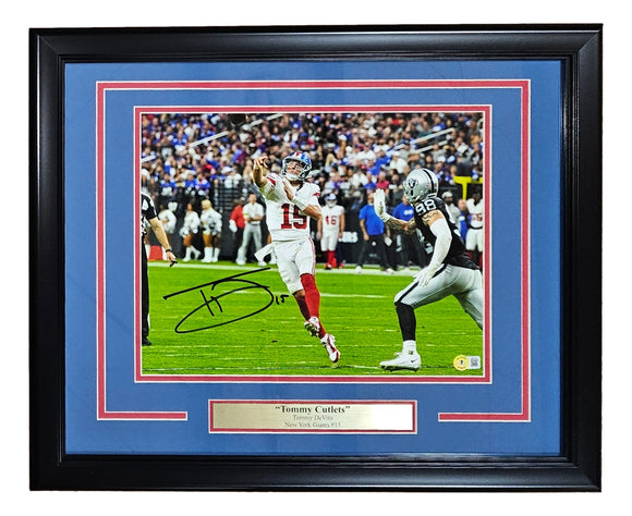 Tommy Devito Signed Framed 11x14 New York Giants vs Raiders Photo BAS ITP Sports Integrity