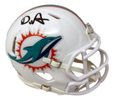 De'Von Achane Signed Miami Dolphins Mini Speed Helmet BAS