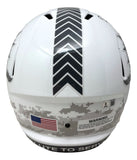 De'Von Achane Signed Dolphins FS Salute To Service Replica Speed Helmet BAS