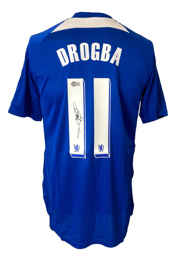 Didier Drogba Chelsea Signed Blue Soccer Jersey BAS