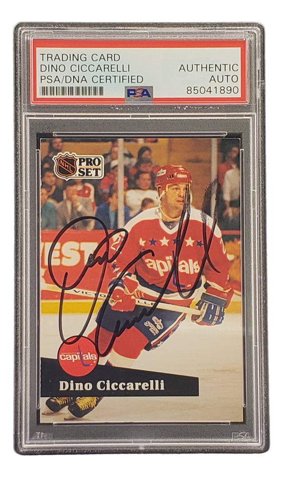 Dino Ciccarelli Signed 1991 Pro Set #258 Washington Capitals Hockey Card PSA/DNA