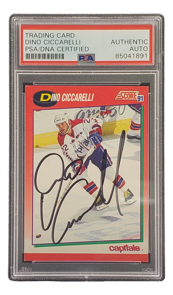 Dino Ciccarelli Signed 1991 Score #128 Capitals Hockey Card PSA/DNA 85041891 Sports Integrity