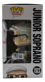 A Sports Integrity Dominic Chianese Signed The Sopranos Junior Soprano Funko Pop #1523 BAS is displayed boxed, featuring the character with glasses and a white cap, with bold “JUNIOR SOPRANO” text on the side.