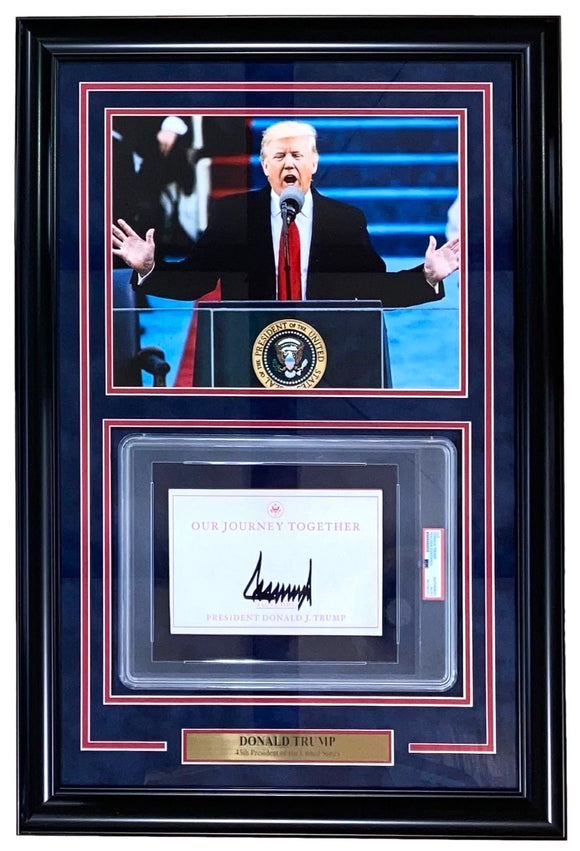 President Donald Trump Signed Framed Book Insert w/ 11x14 Inauguration Photo PSA