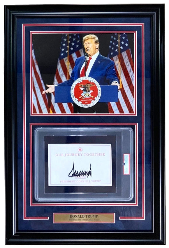 President Donald Trump Signed Framed Book Insert w/ 11x14 NRA Photo PSA