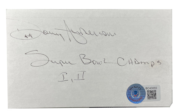 Donny Anderson Signed Green Bay Packers Index Card SB Champs Inscribed BAS Sports Integrity