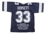 Tony Dorsett Dallas Signed Navy Blue Stat Football Jersey JSA